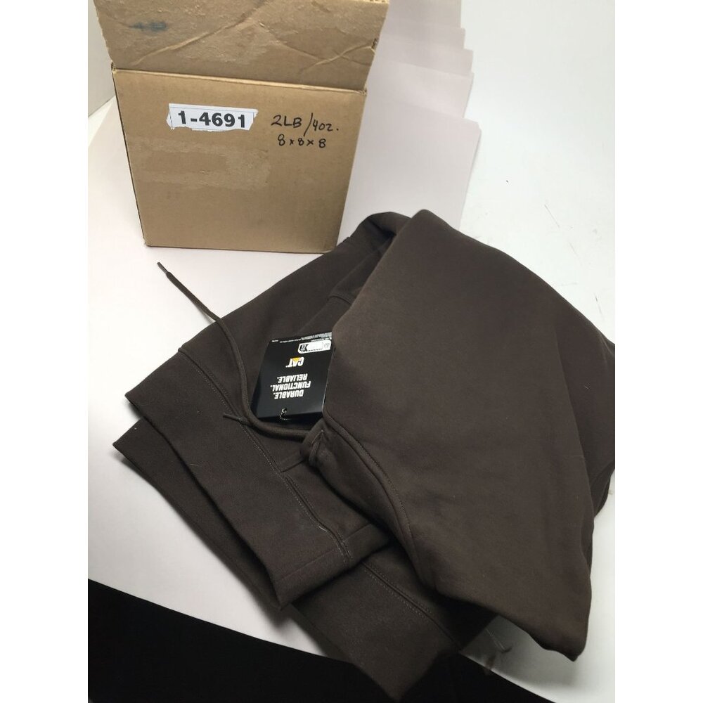 Men's CAT Trademark Banner Hooded Sweatshirt - Coffee Bean - Size 2XL - Picture 15 of 15